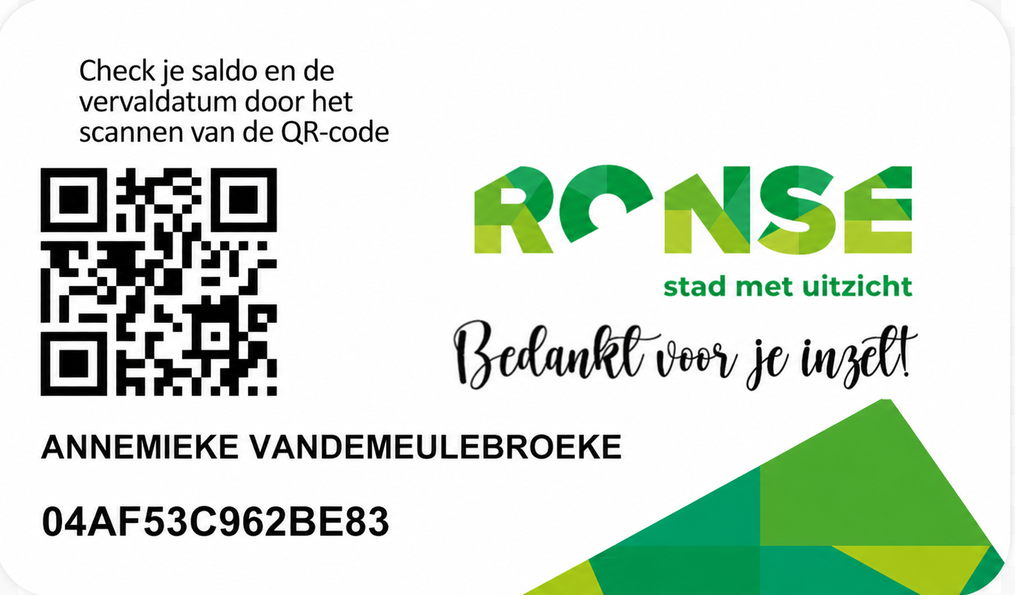 Consumptiecheques van Ronse met lokale huisstijl en QR-code