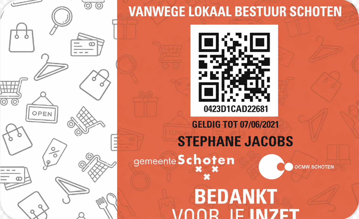 Consumptiecheques van Gift2Give in de huisstijl van Schoten