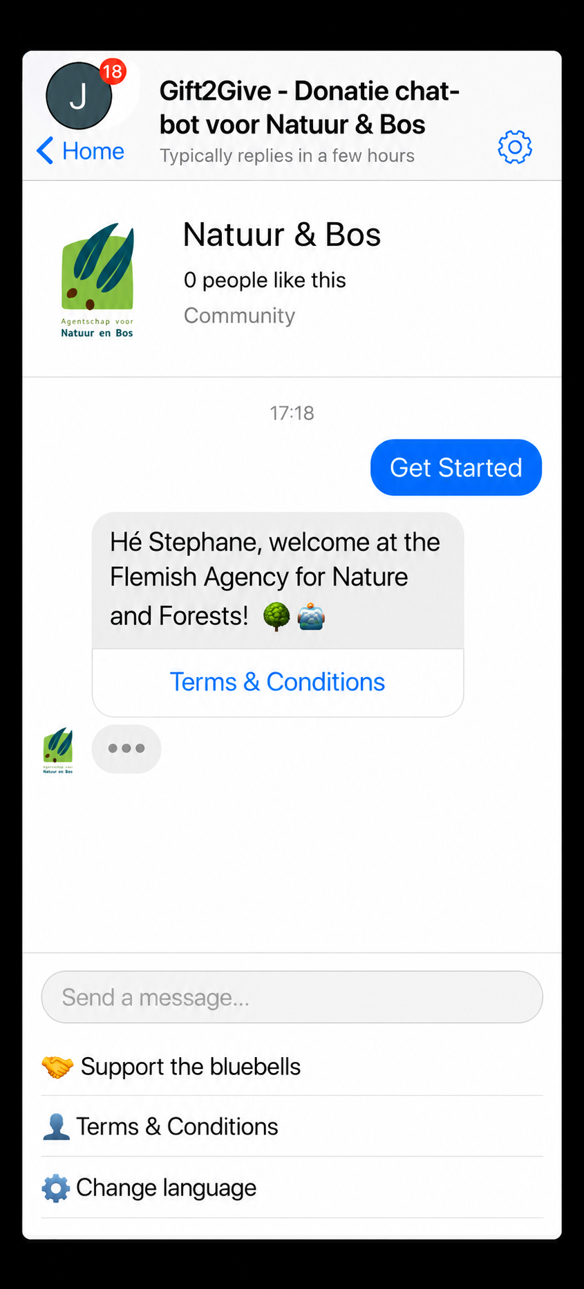 Thumbnail van de donatiechatbot voor Natuur en Bos